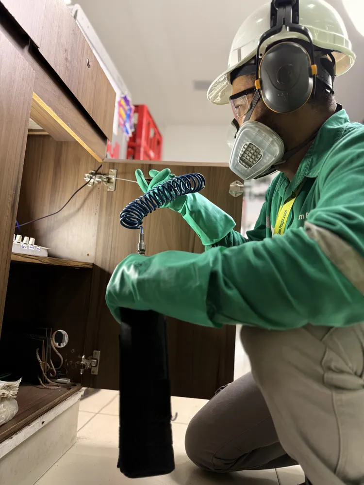 Profissional da SemPraga trabalhando em uma área interna
